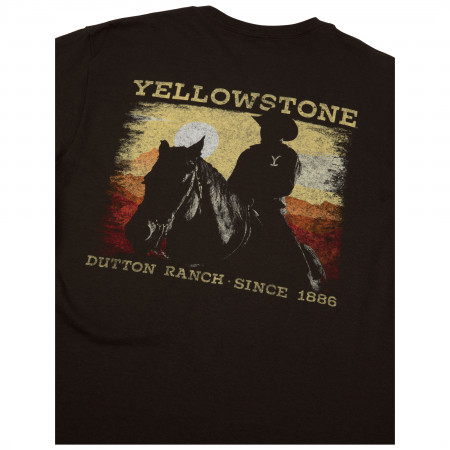 Yellowstone Dutton Ranch Sunset Front and Back Print T-Shirt